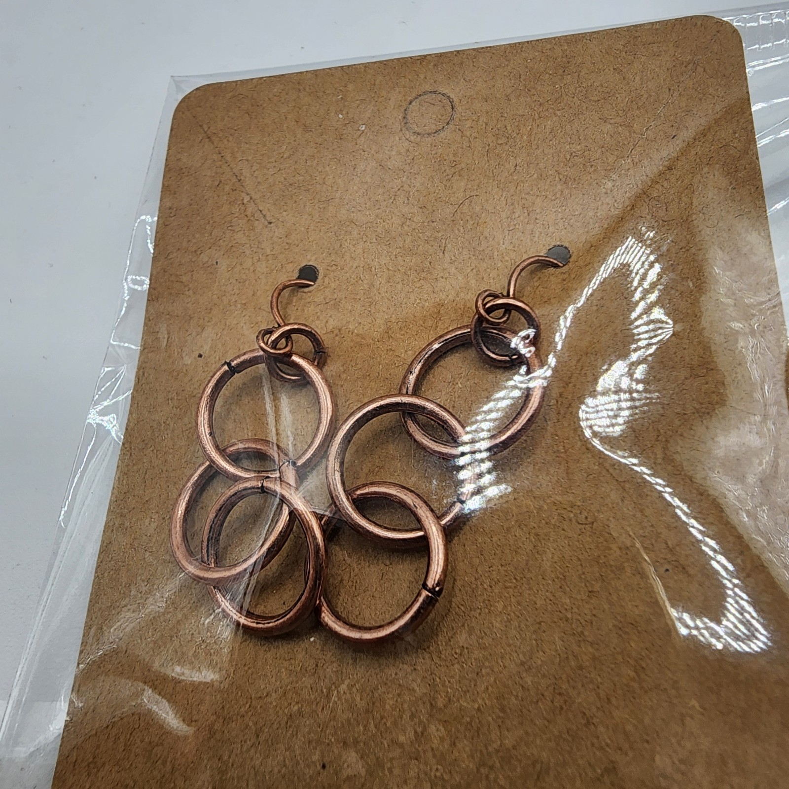 Set Of 3 Vintage Interlocking Circles Gold Copper Tone Necklace/Bracelet/Earring
