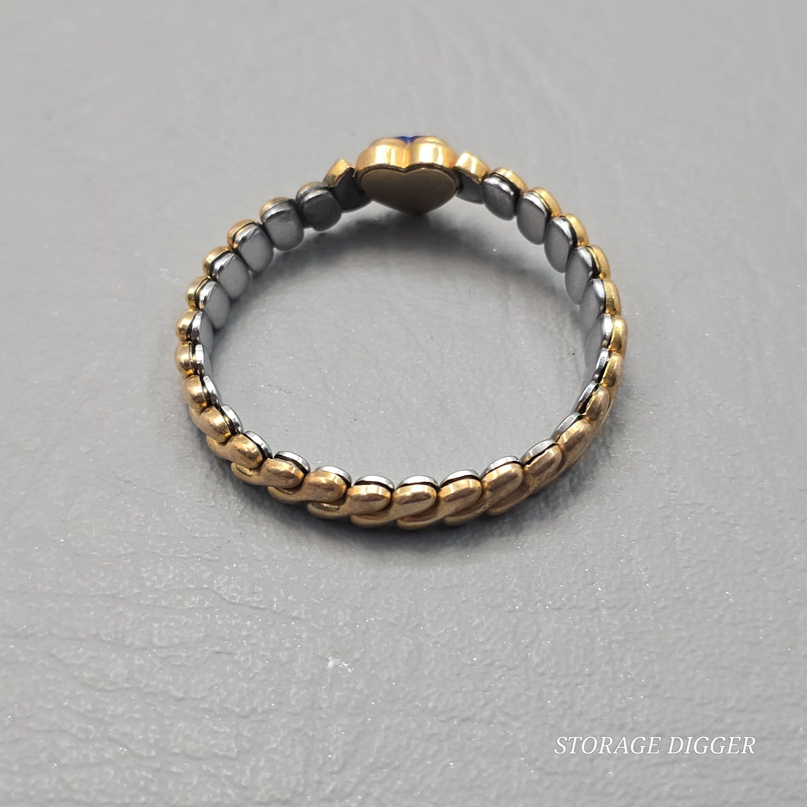 VTG 1940’s Miss Mignon by Speidel Gold Toned Metal Blue Heart Expansion Bracelet
