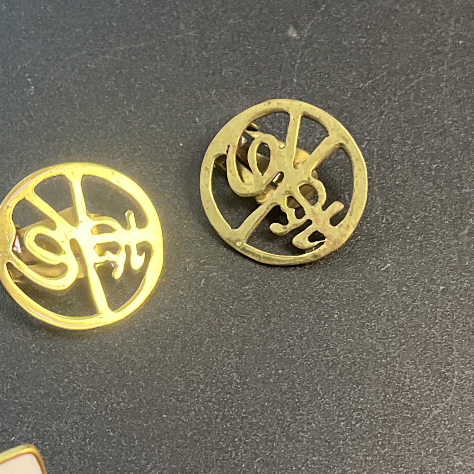 4 Vtg Chinese Symbol Fan Bamboo Enamel Clip Screw Back Earrings Asian Japan Lot