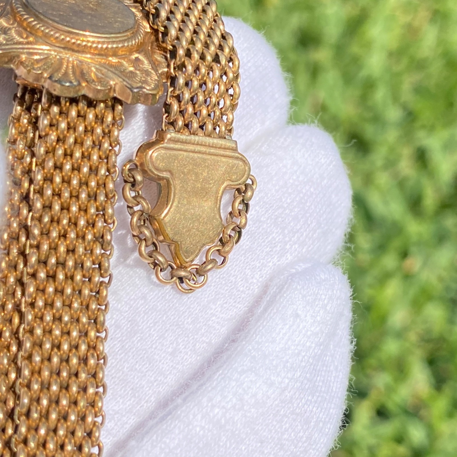 Antique Gold Filled or Rolled Gold Victorian Mesh Slide Wedding Bracelet