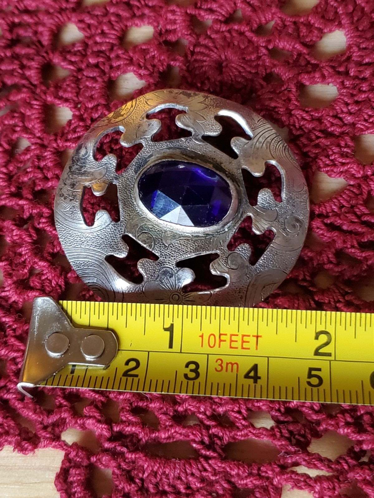 Antique Violet Blue Brooch, vintage pin / jewelry, old, Victorian ?