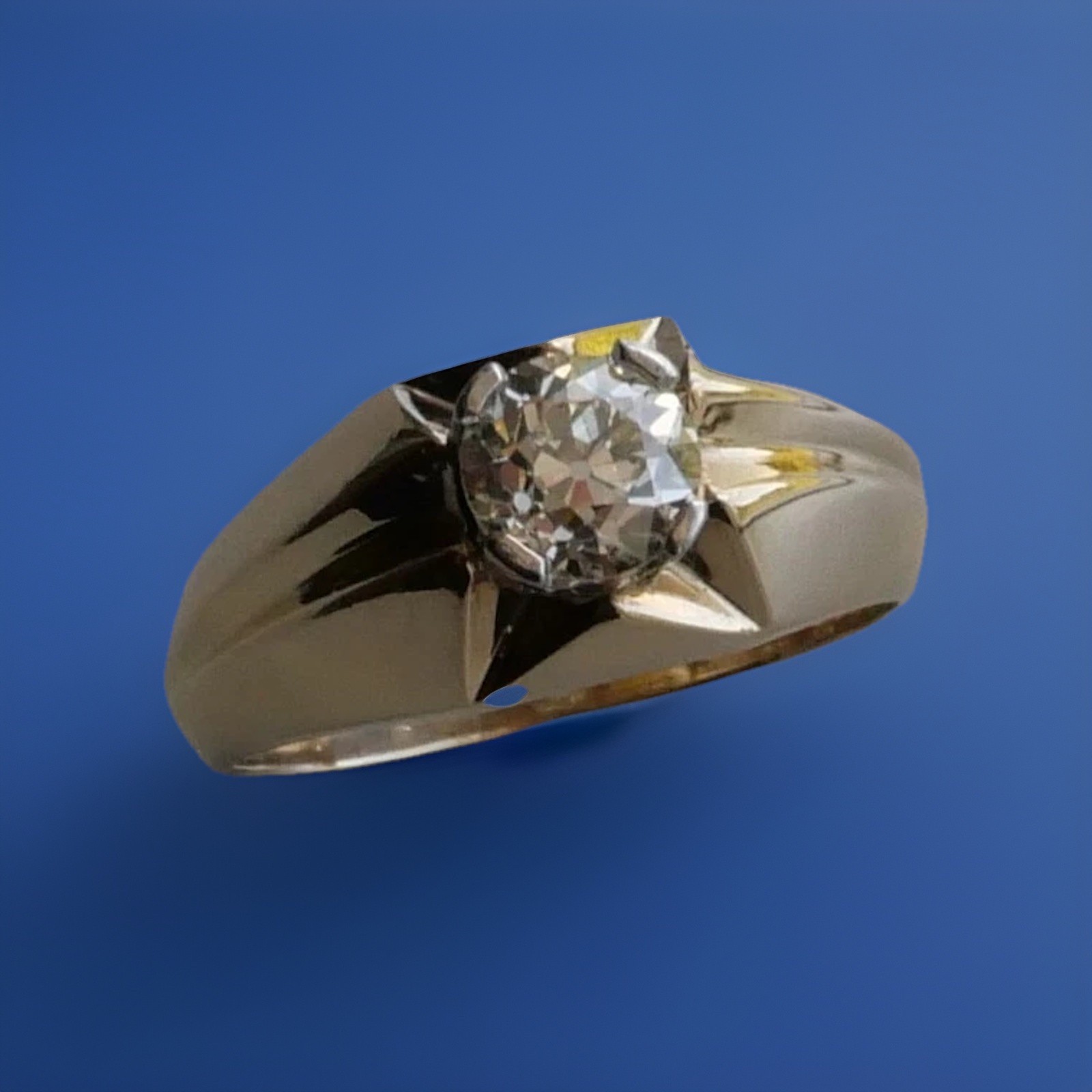 Vintage 14K Yellow Gold 0.90 Ct Old European Cut Diamond Ring 5.3 Gr Sz 8.75