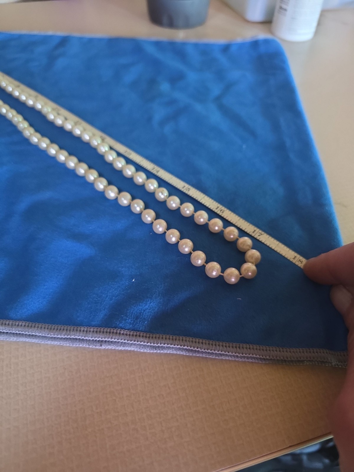 Cream Glass Faux Pearl Hand Knotted Single Strand Necklace 18