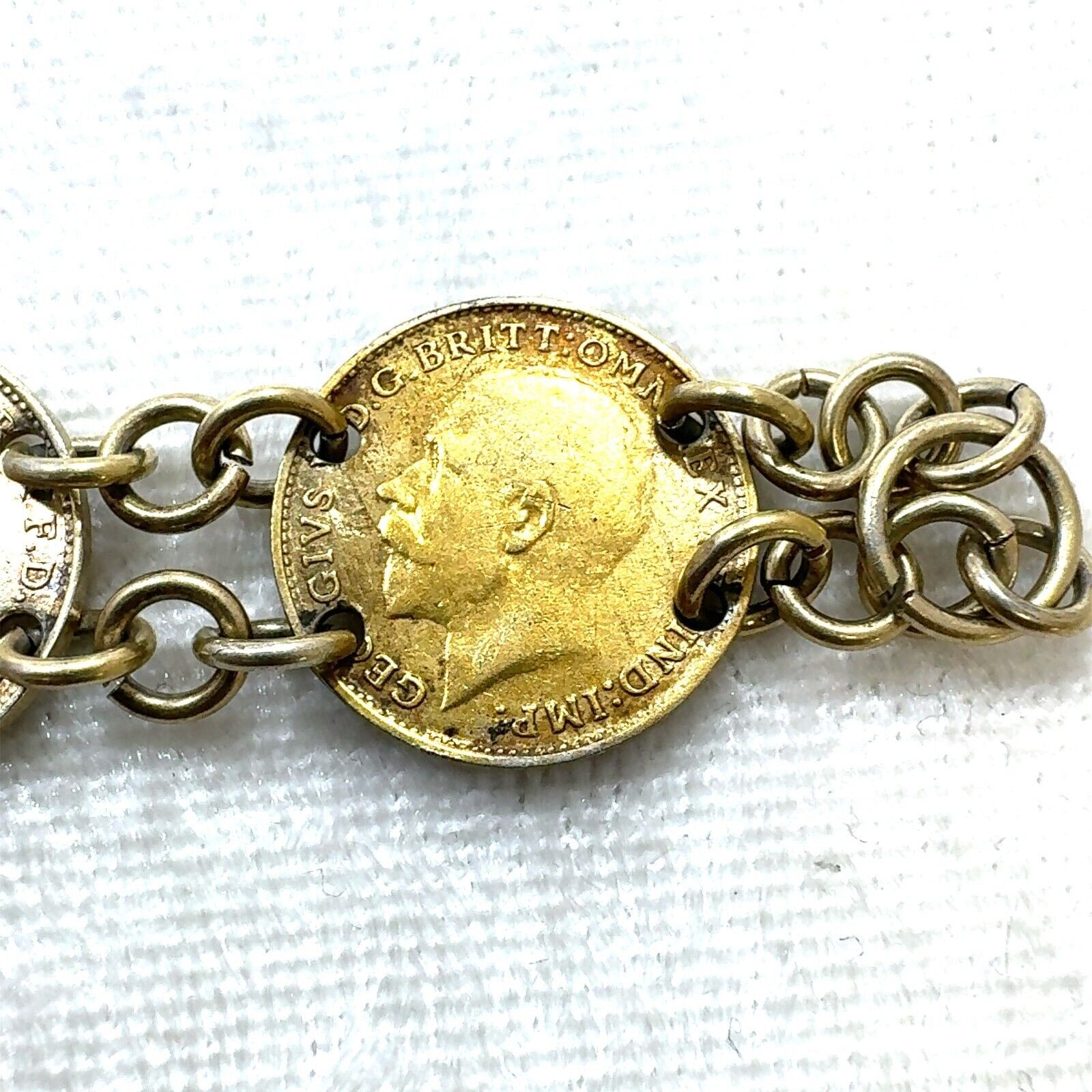 Coin Link Bracelet 8 Antique British Silver Coins