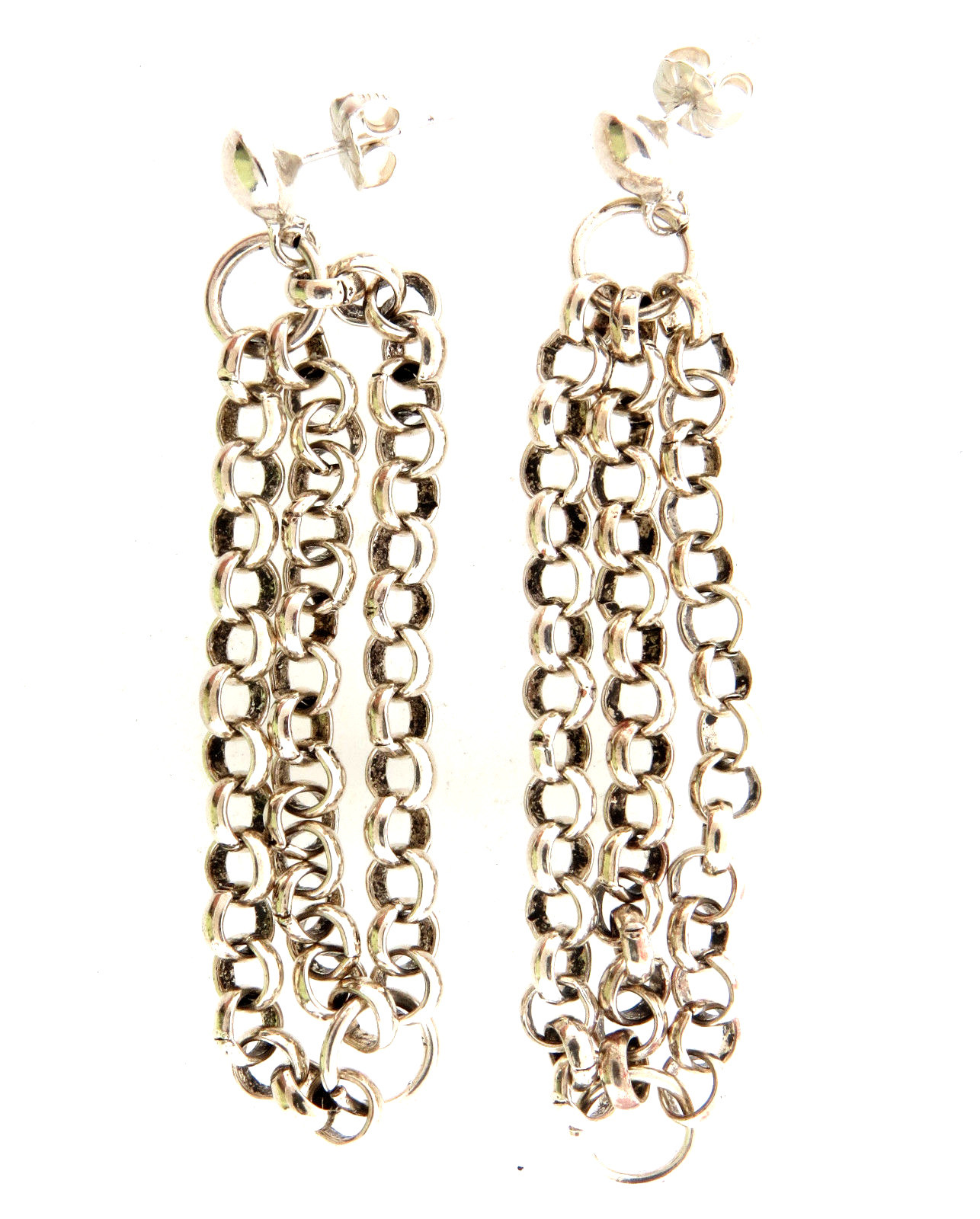 Sterling Silver Chain Dangle Earrings 2.5 inch