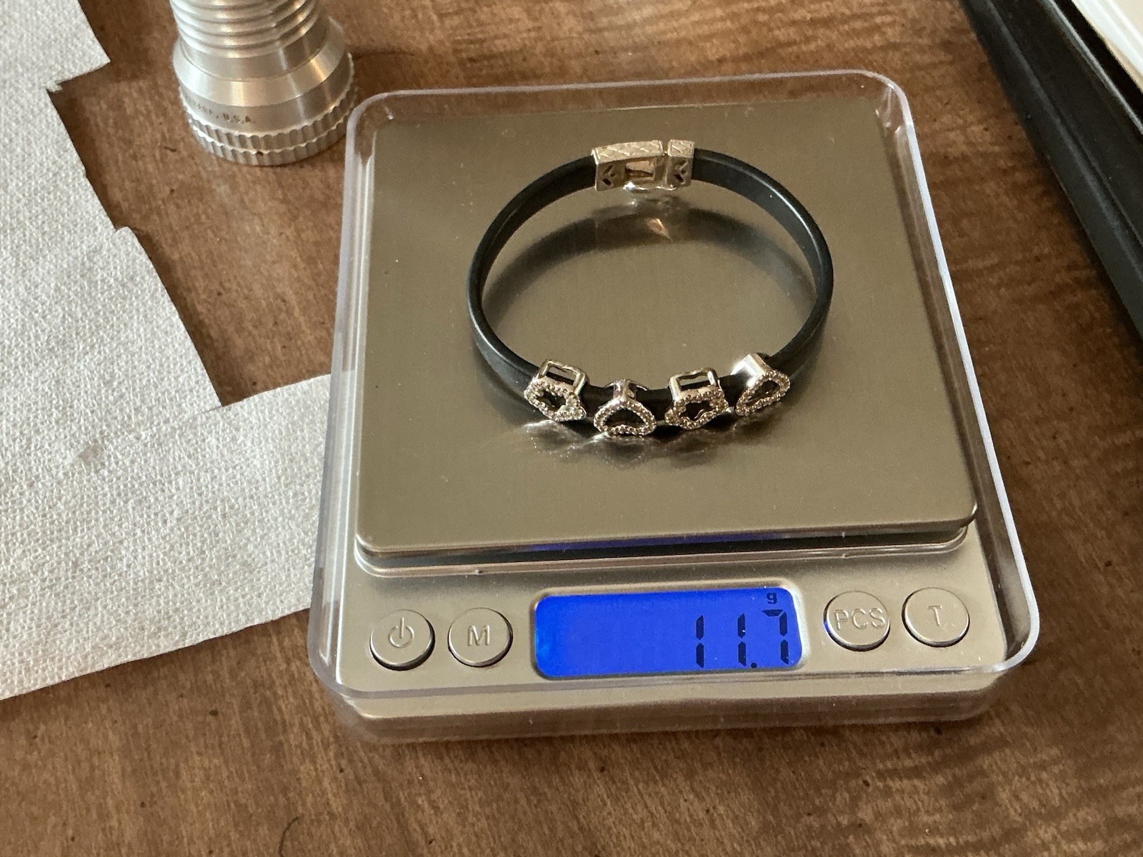 Signed, 925 DBJ, Sterling Slide Charms Heart Star Bracelet