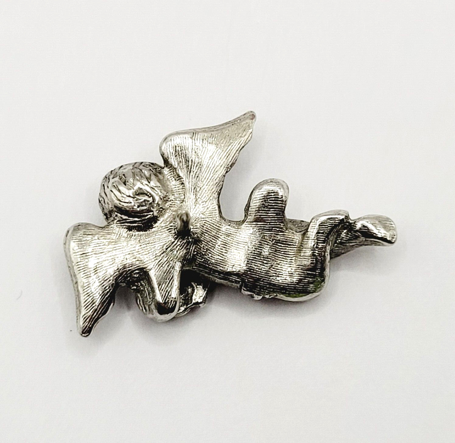 Cherub Angel Lapel or Scatter Pin Silver Tone Faux Marcasite Avon Vintage 1984