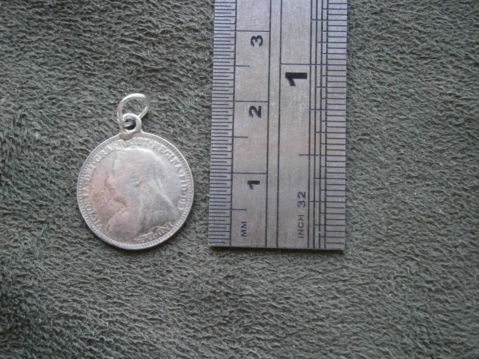 Victoria Sterling Silver Threepence 3d Coin Antique Charm Pendant ~ 1900