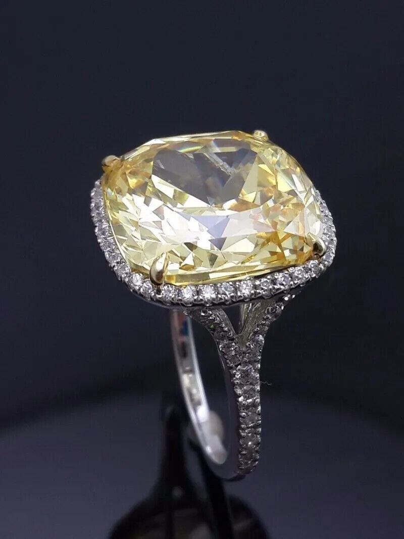 Art Deco 4.30 Ct Canary Diamond Vintage Engagement Ring 925 Sterling Silver