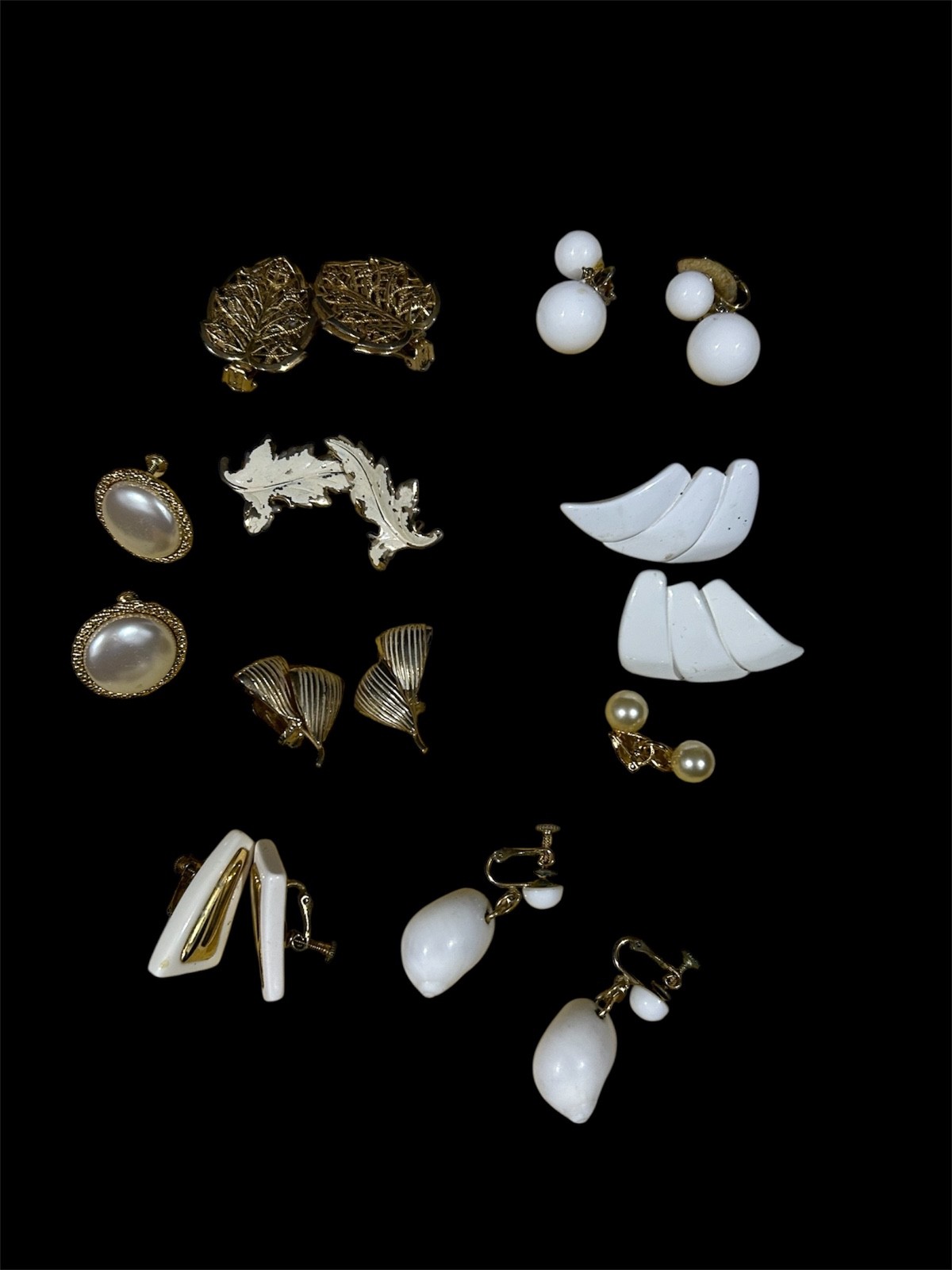 Vintage Lot 9 Pair Signed Earrings Napier, Kramer, Trifari Judy Lee Clip On