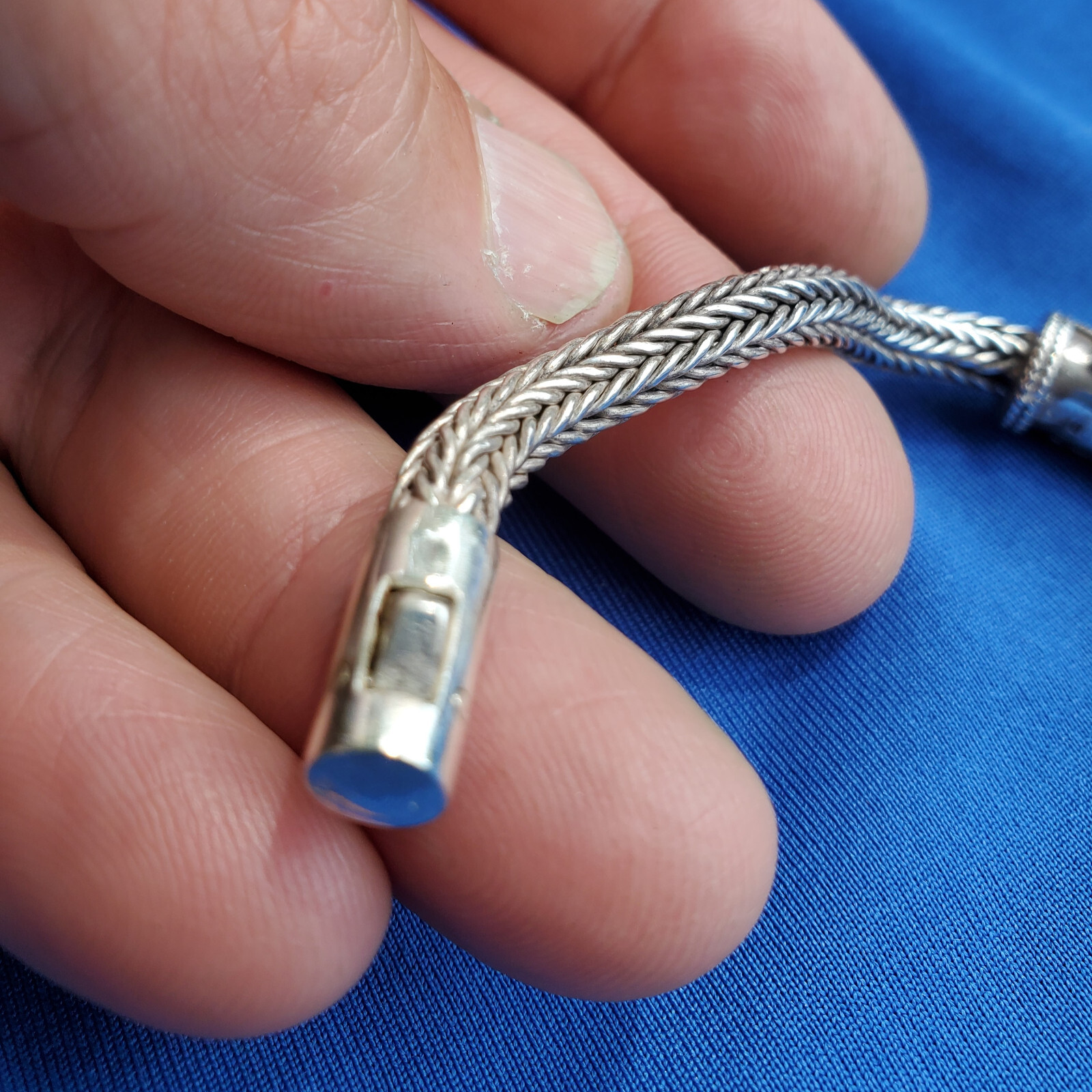 Byzantine 925 STERLING SILVER Bracelet Woven Braided FLEXIBLE Bangle Chain 7.75″