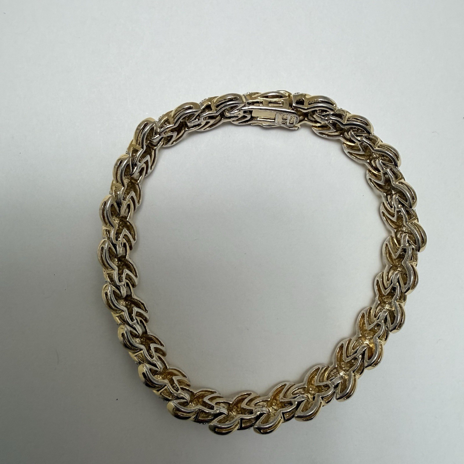 Vintage Substantial 22.5g Sterling Silver 925 Textured X Link Bracelet 7.25″