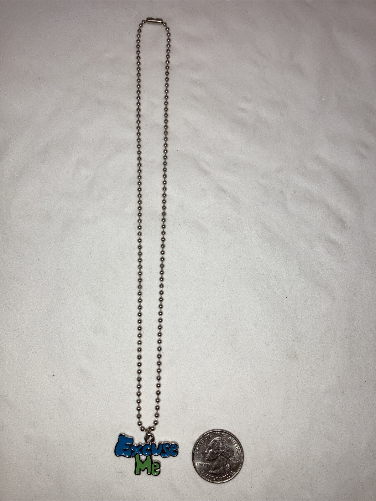 Clueless Movie EXCUSE ME 17.5 in ball chain necklace retro vtg 1990s pendant Y2K
