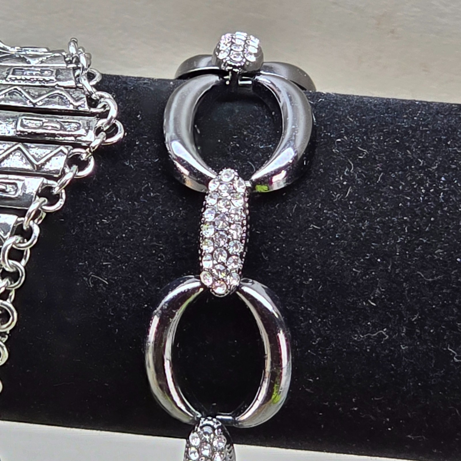 5 Fashion Bracelet Lot Rhinestone Cuff Link Chain Statement Bracelets Silver Gol