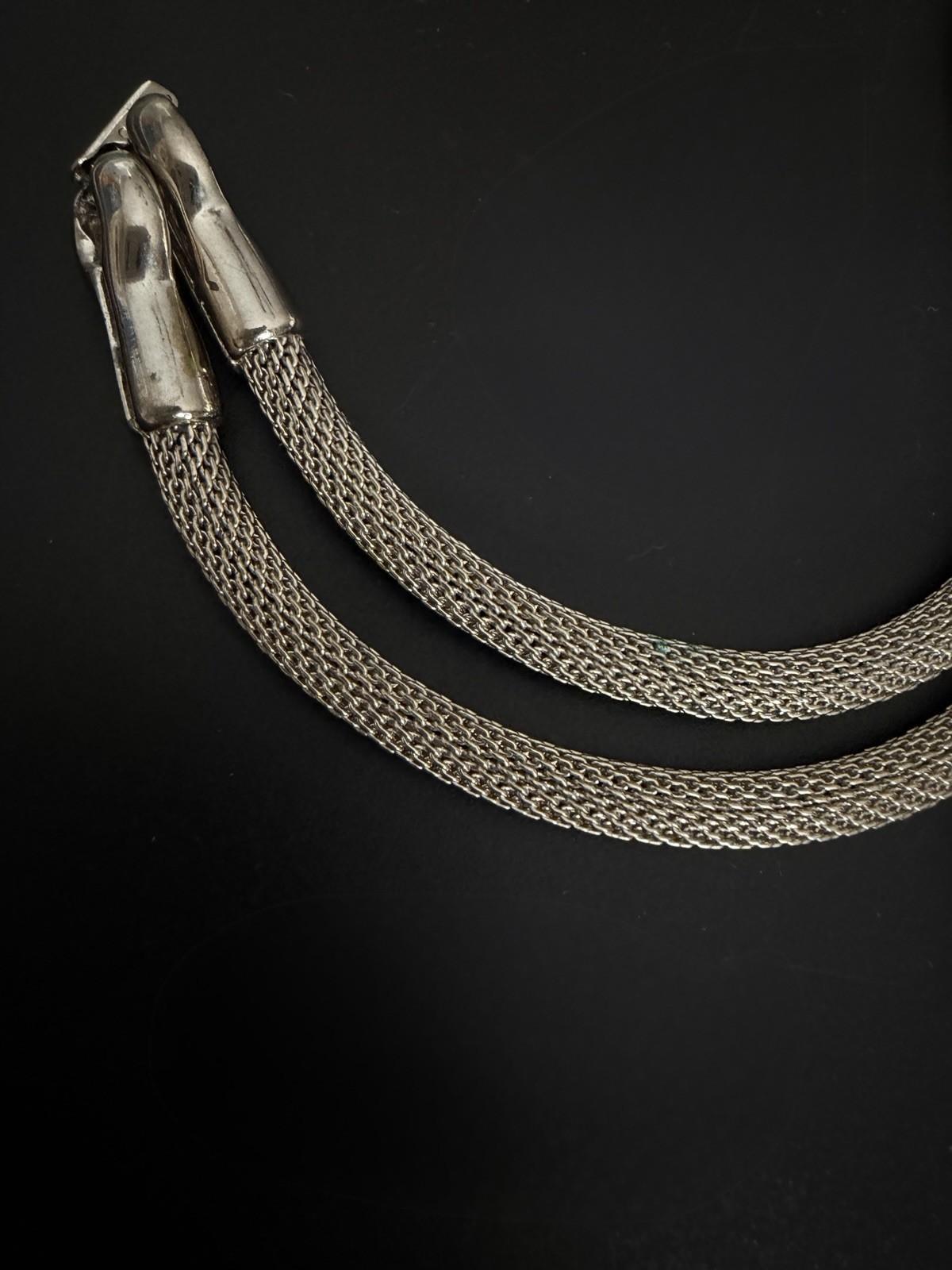 Vtg 1970s Lawrence Vrba for Castlecliff Brutalist Diamond Mesh Pendant Necklace