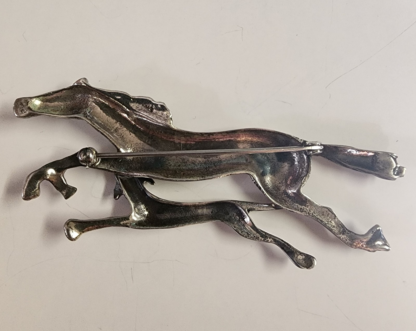 Vintage – STERLING – Running HORSE and DOG Brooch
