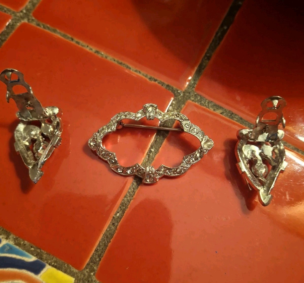 Vintage Art Deco Modular 3-n-1 Piece Convertible Brooch Pin & Shoe Clips 1930’s