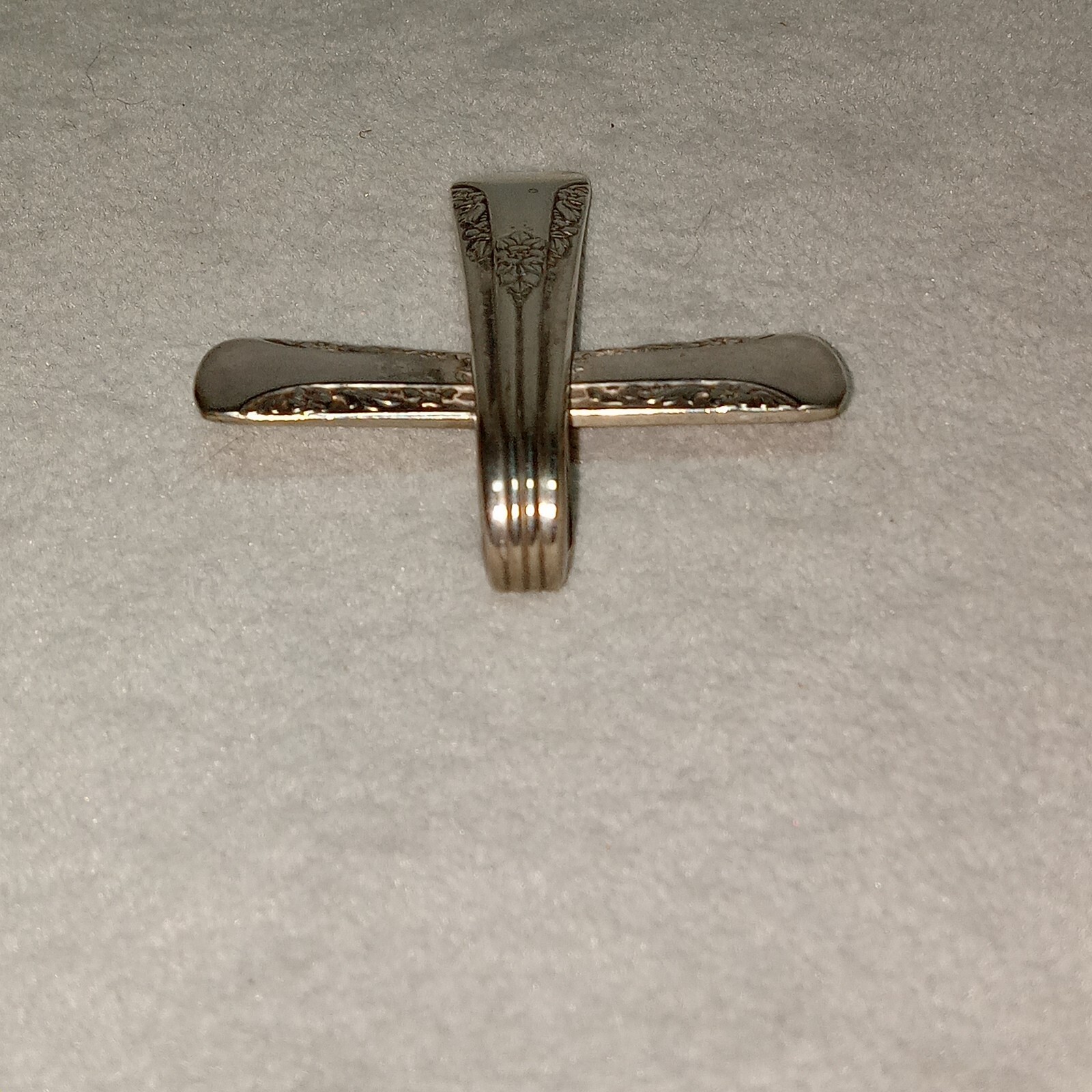 Vintage Jewelry Spoon Handle Silver Plated Cross Pendant Utensil Handmade