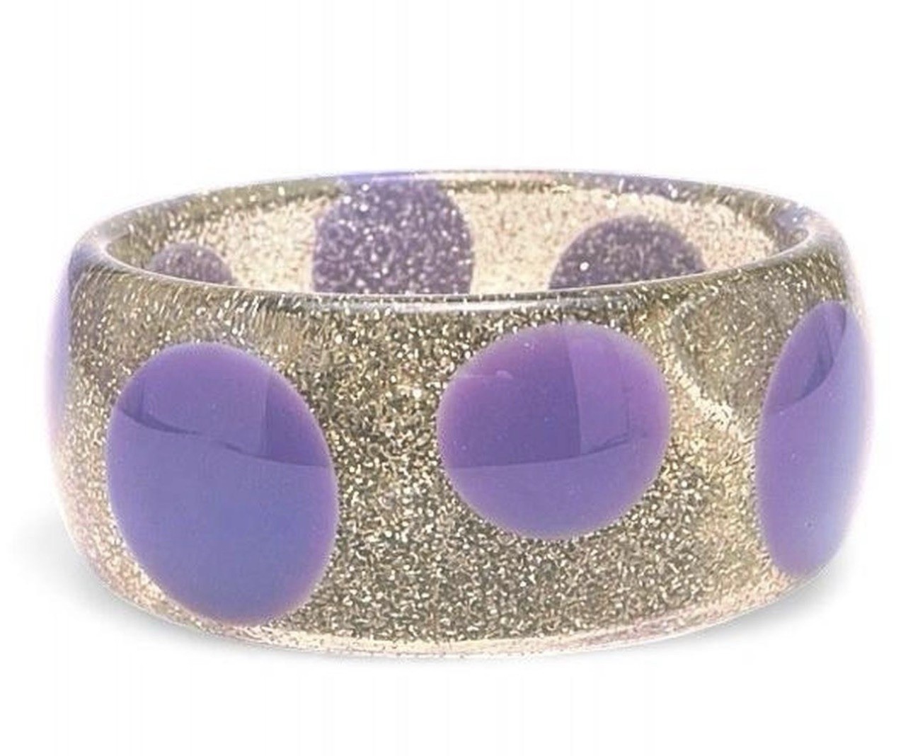 Vintage 1980s Translucent Glitter Polka Dot Chunky Bangle Bracelet