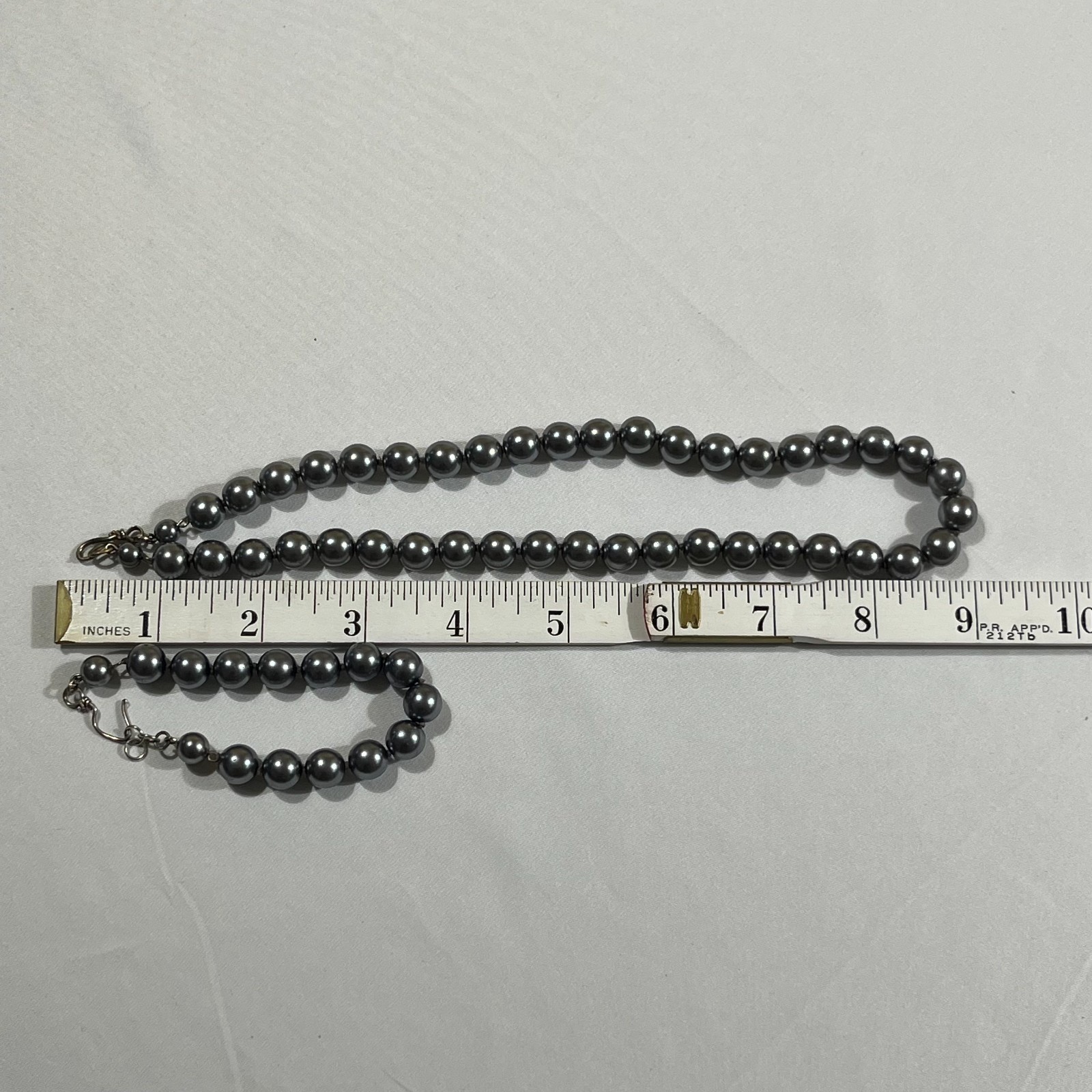 Dark Gray Pearl Strand Necklace and Bracelet Set Classic Elegant Goth Boho