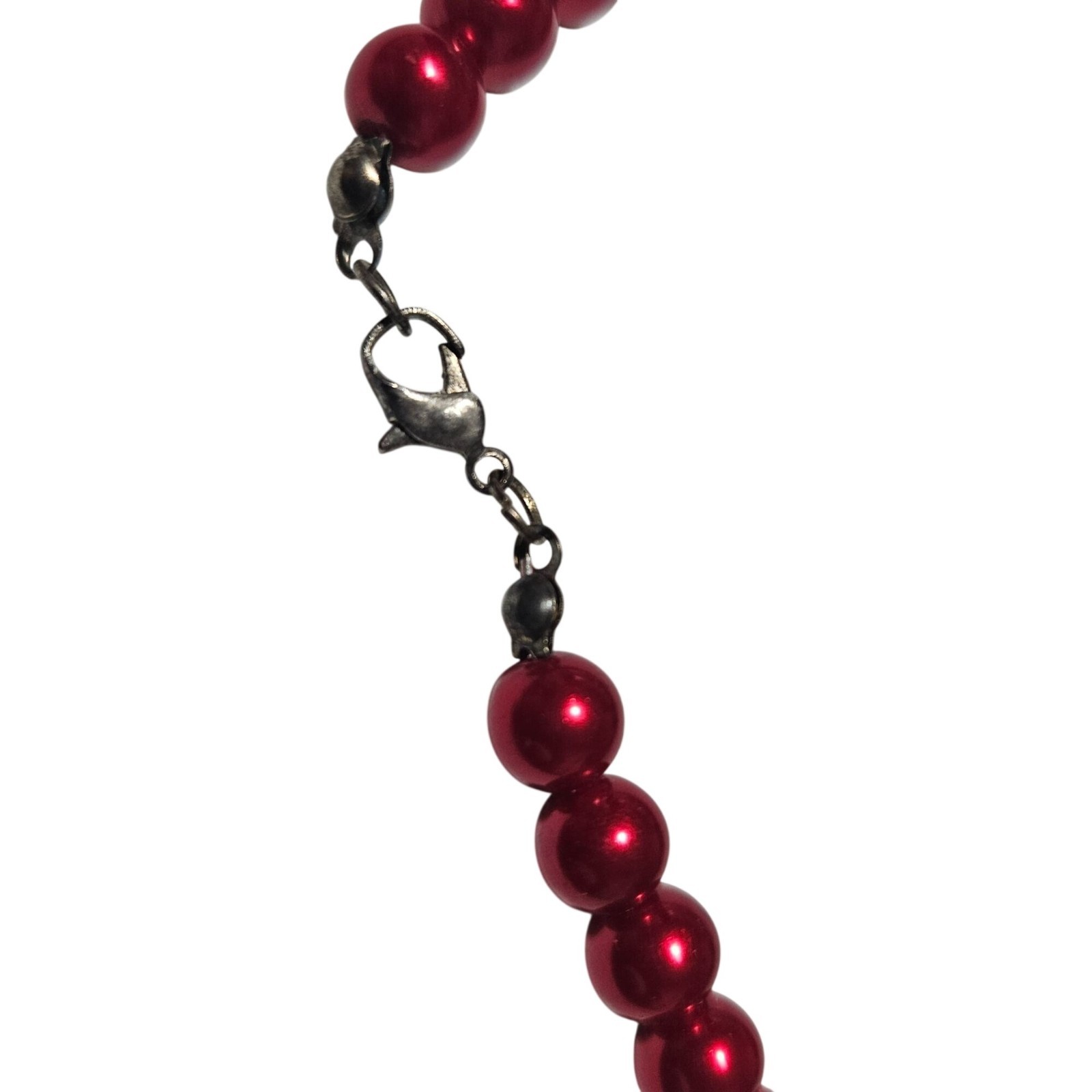 Vintage Red Beaded Necklace Bead Cluster Accent Retro 50s 60s Fashion Jewelry