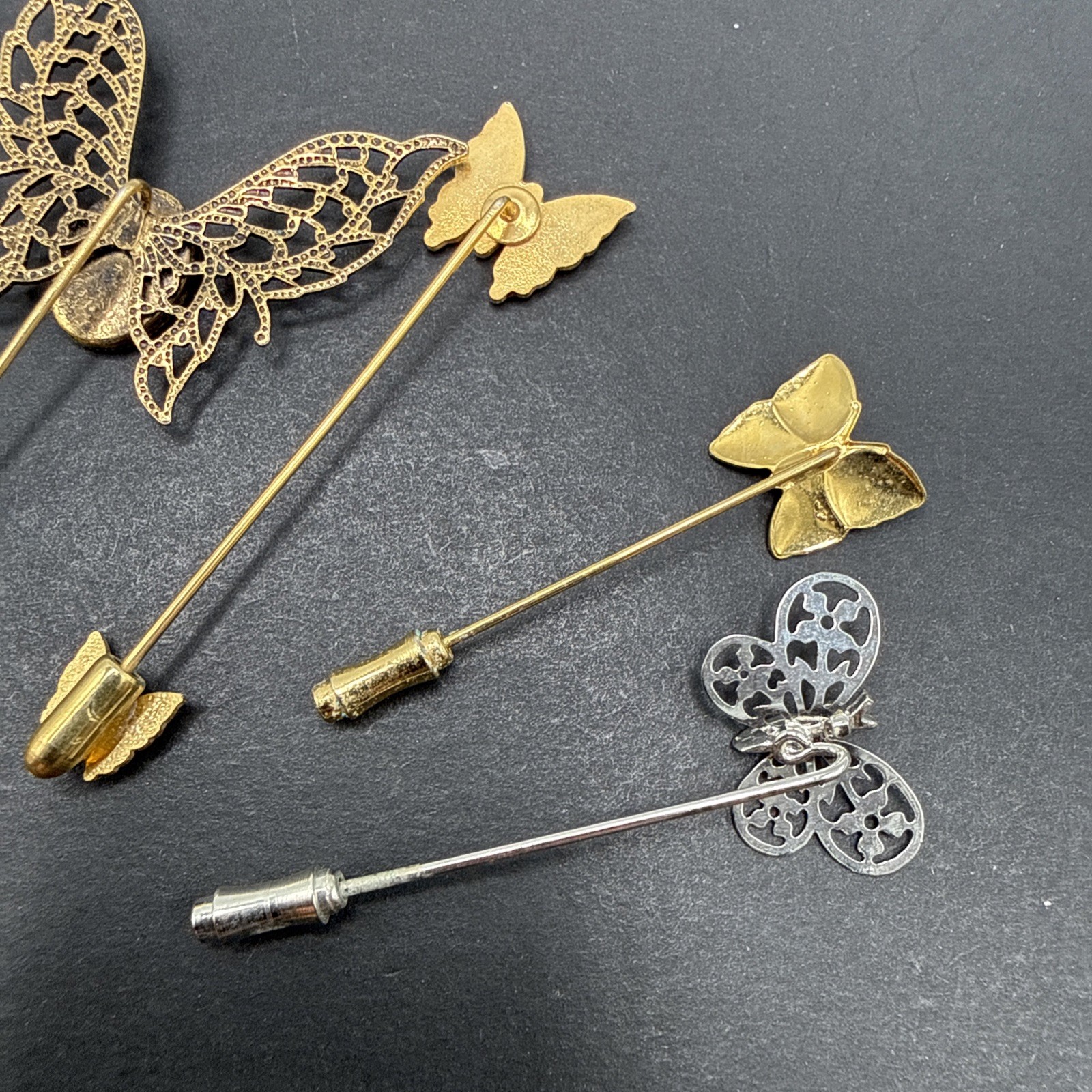 Lot Of Stick Pins – All Butterflies Silver Gold Tone Filigree Cloisonné J57