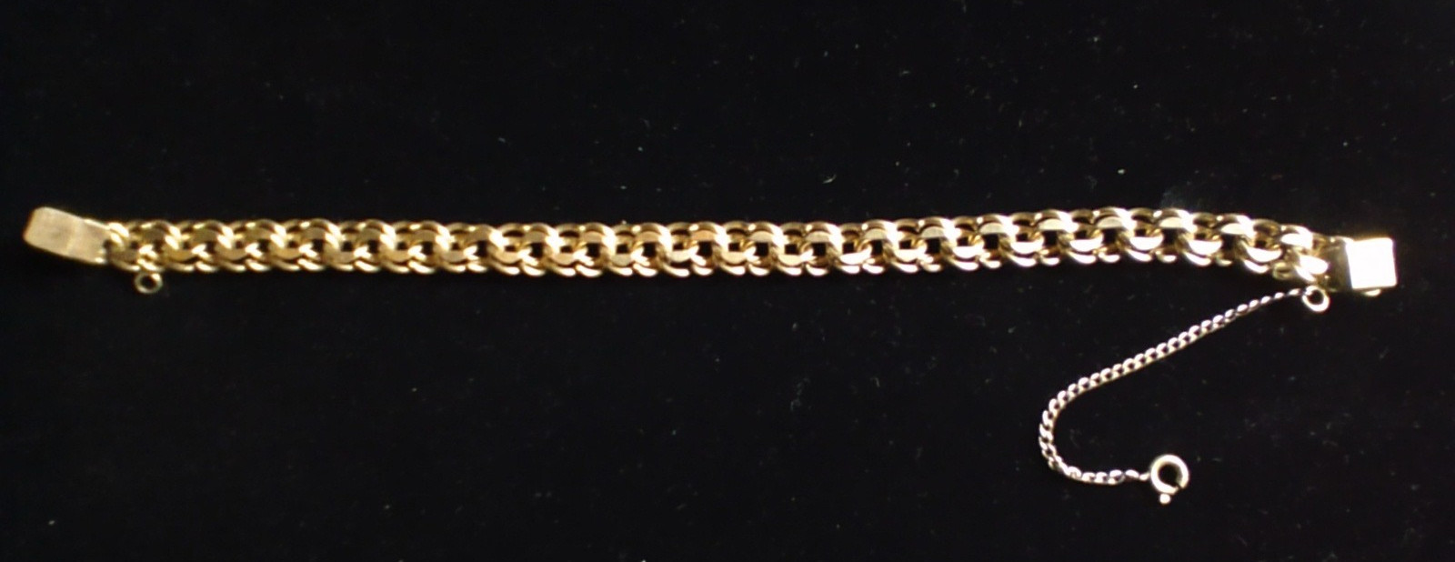 Vtg 12K GF Heavy Double Link Bracelet Safety Chain Locking Clasp 7.5″ 12.8g