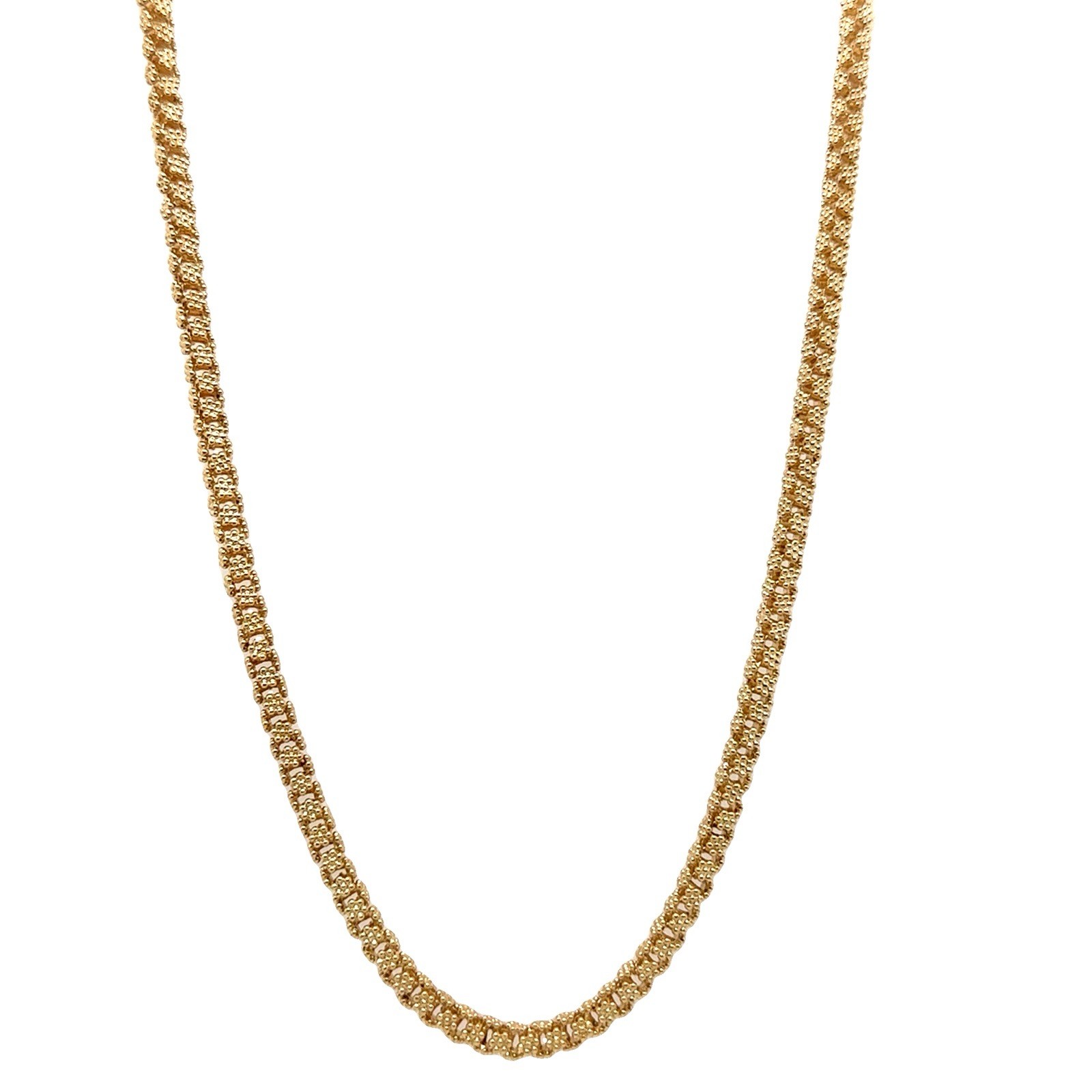 Vintage 14k Yellow Gold Long 31″ 3.3mm Textured Beaded Chain Necklace 39 Grams
