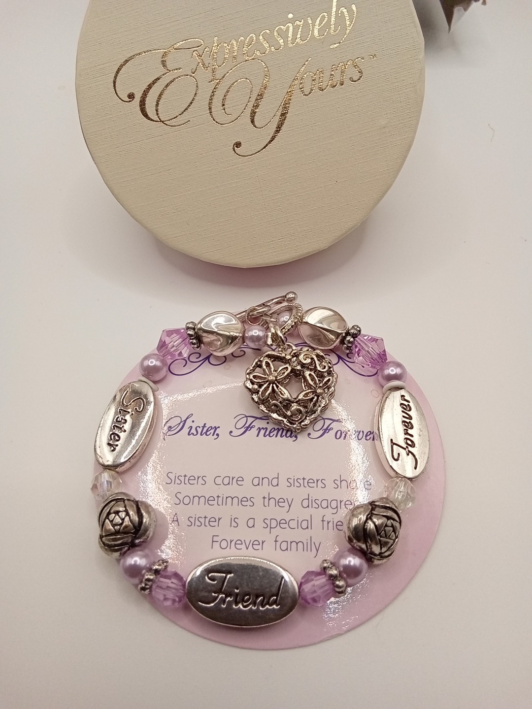Sister Friend Forever Silver N Pink Fashion Bracelet Original Box and Gift Box