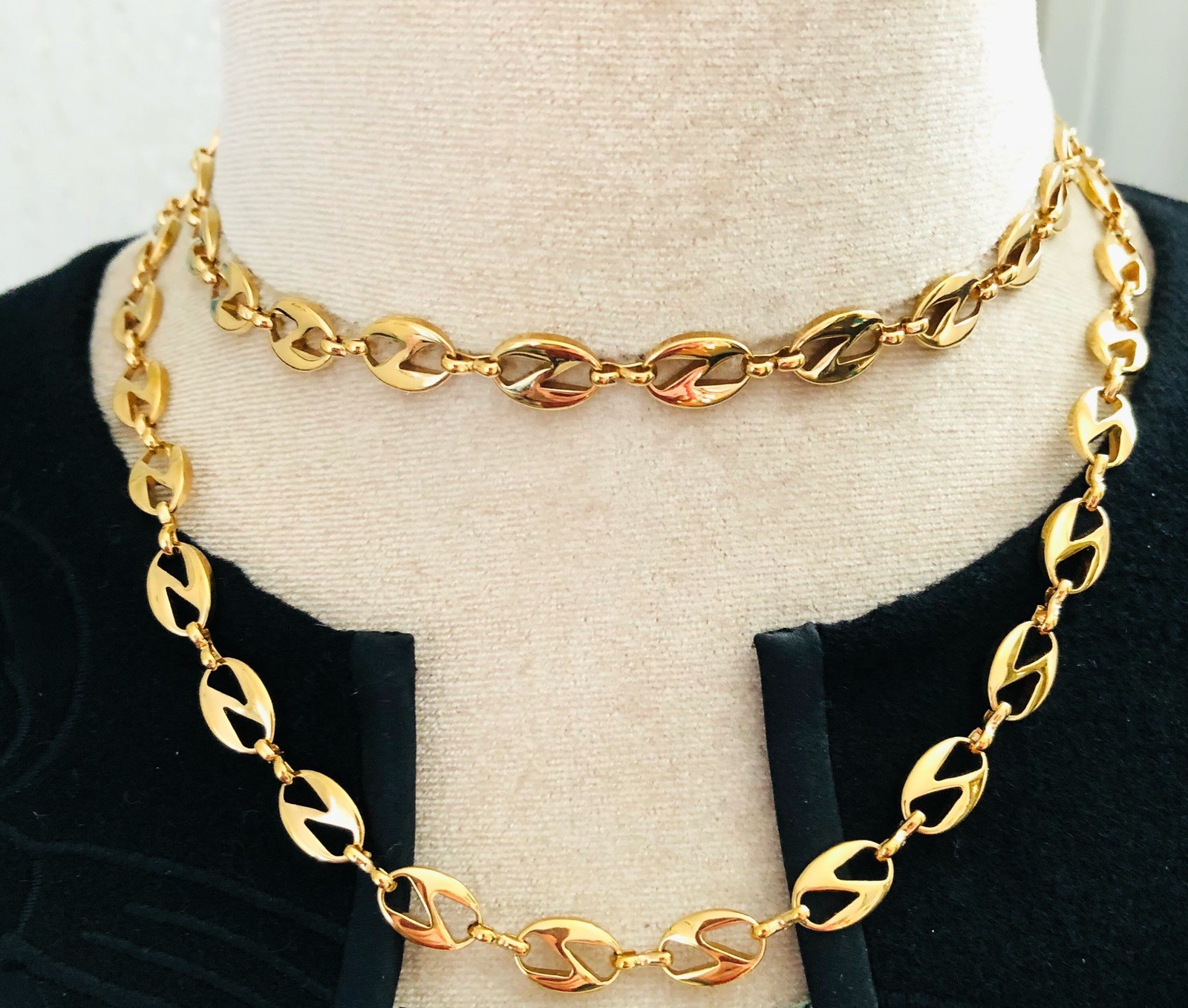 Mariner Anchor Chain Necklace Vintage Signed Classic Preppy Jewelry Gift 34”