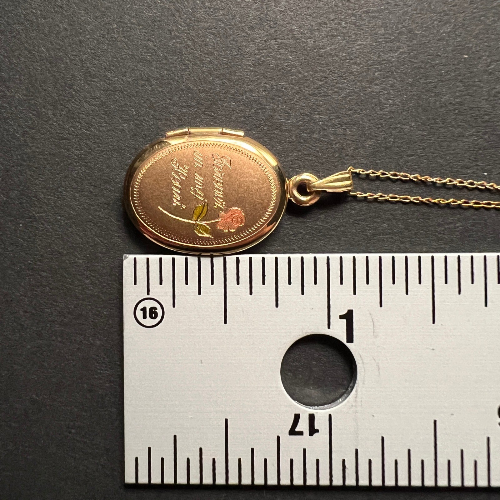 Vintage Gold Filled Locket Necklace Oval Forever In My Heart 14KT 18″