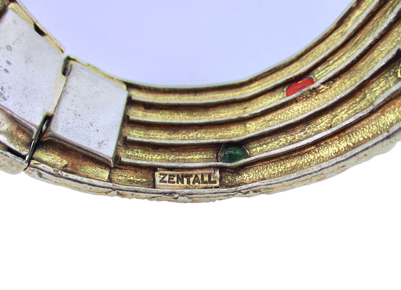 Vintage Robert Zentall Jeweled Multicolored Hinged Bangle Bracelet