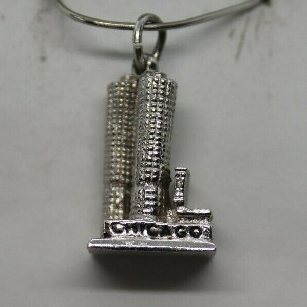 Sterling Silver Chicago Marina City Buildings Charm