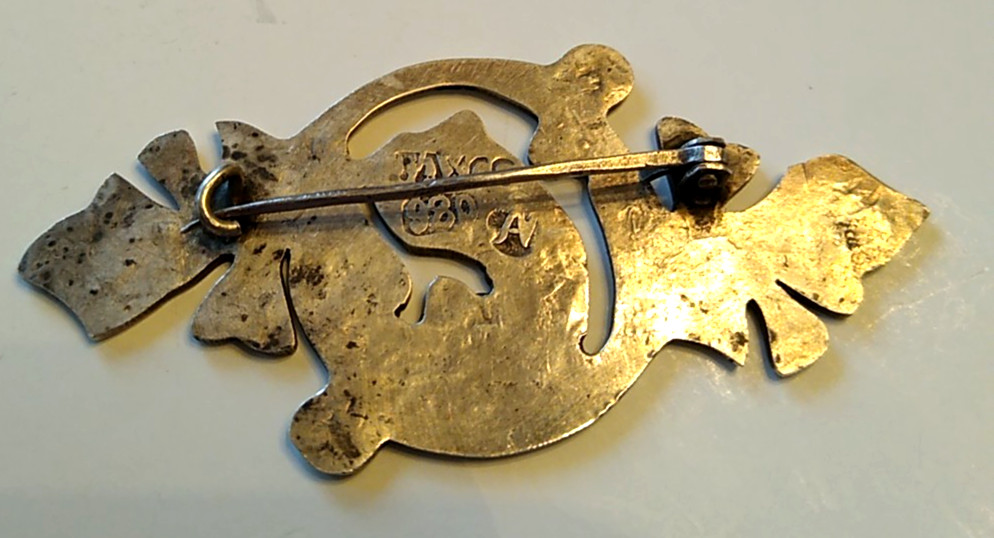 Vintage Taxco Sterling Silver 980 Leaf Brooch Pin Mexico Signed A