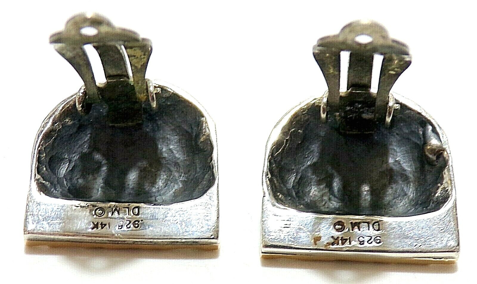 AMAZING DIAN MALOUF Signed 14K YELLOW GOLD & Sterling Silver CLIP ON EARRINGS