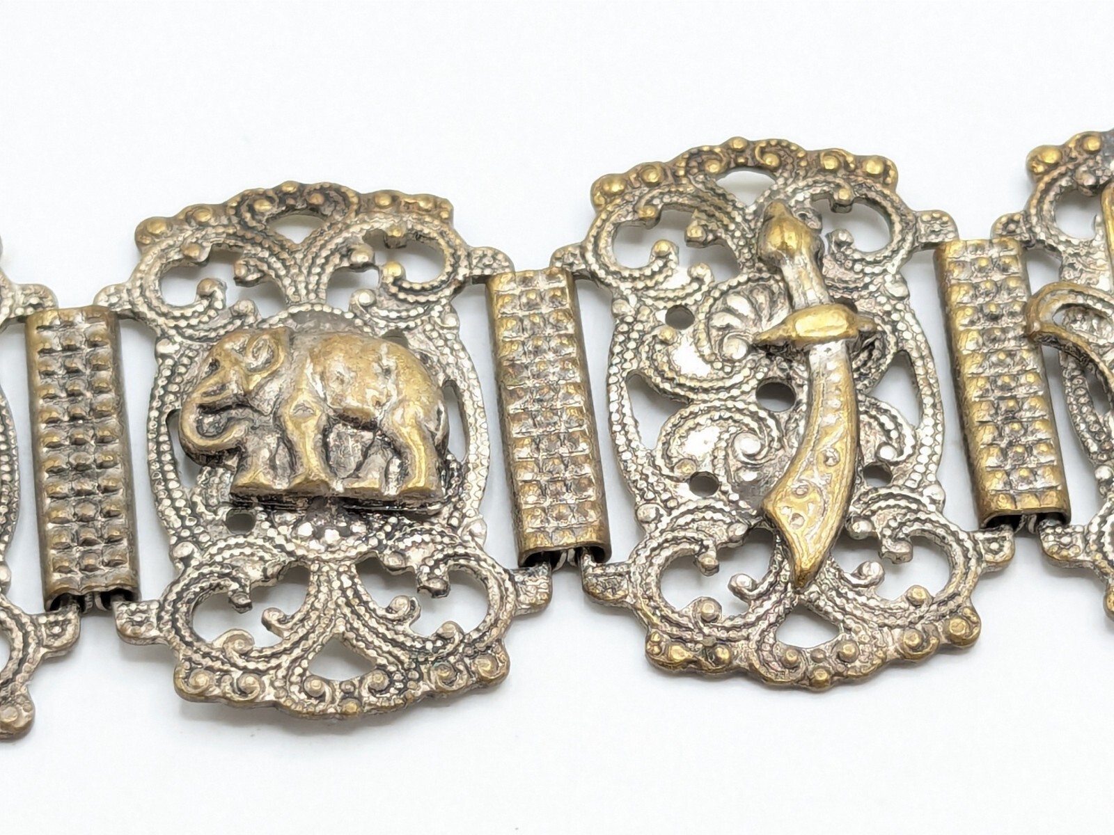 Vintage Souvenir De Maroc Brass Filigree Bracelet