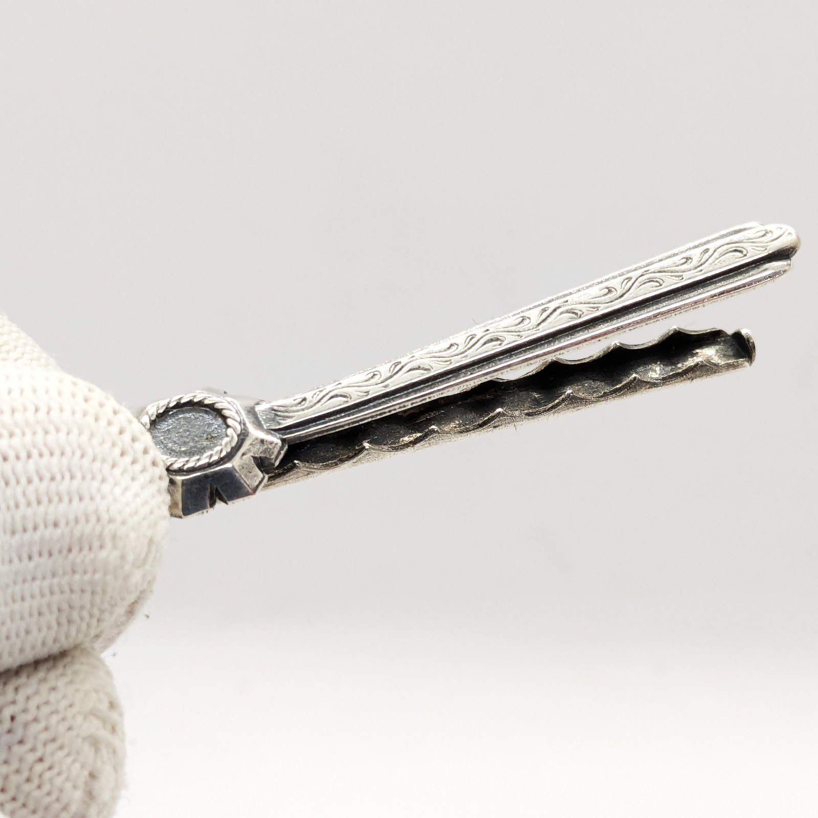 Vintage Luxury Soviet tie Clip made of ⭐875 Silver with the Star USSR hallmark#4