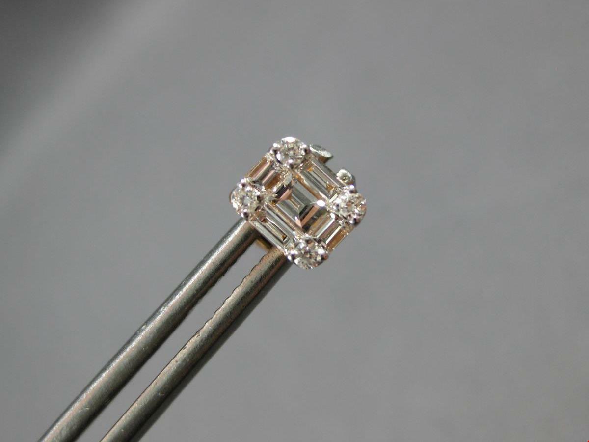 ESTATE .50CT DIAMOND 18K ROSE GOLD ROUND & BAGUETTE CLUSTER SQUARE STUD EARRINGS