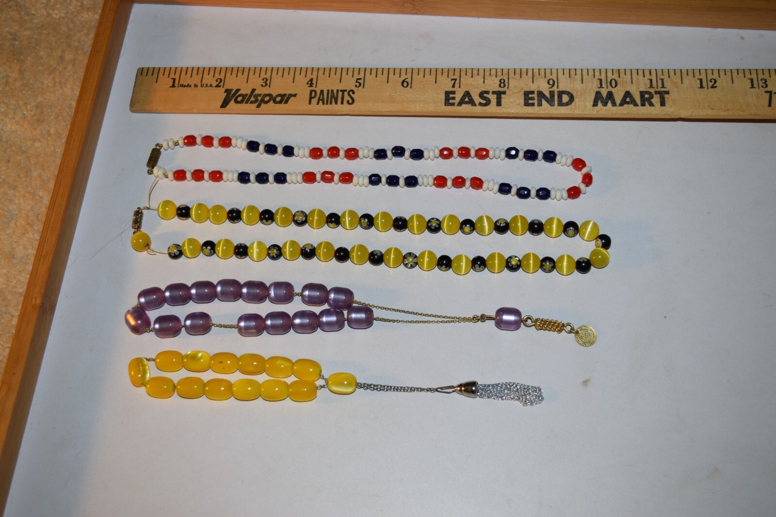 Vintage to now lot of 4 plastic beaded necklaces not sure what the 2 short ones