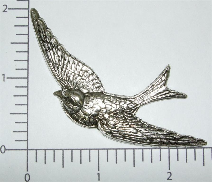 35764 Matte Silver Oxidized Large Flying Bird Brass Jewelry Finding