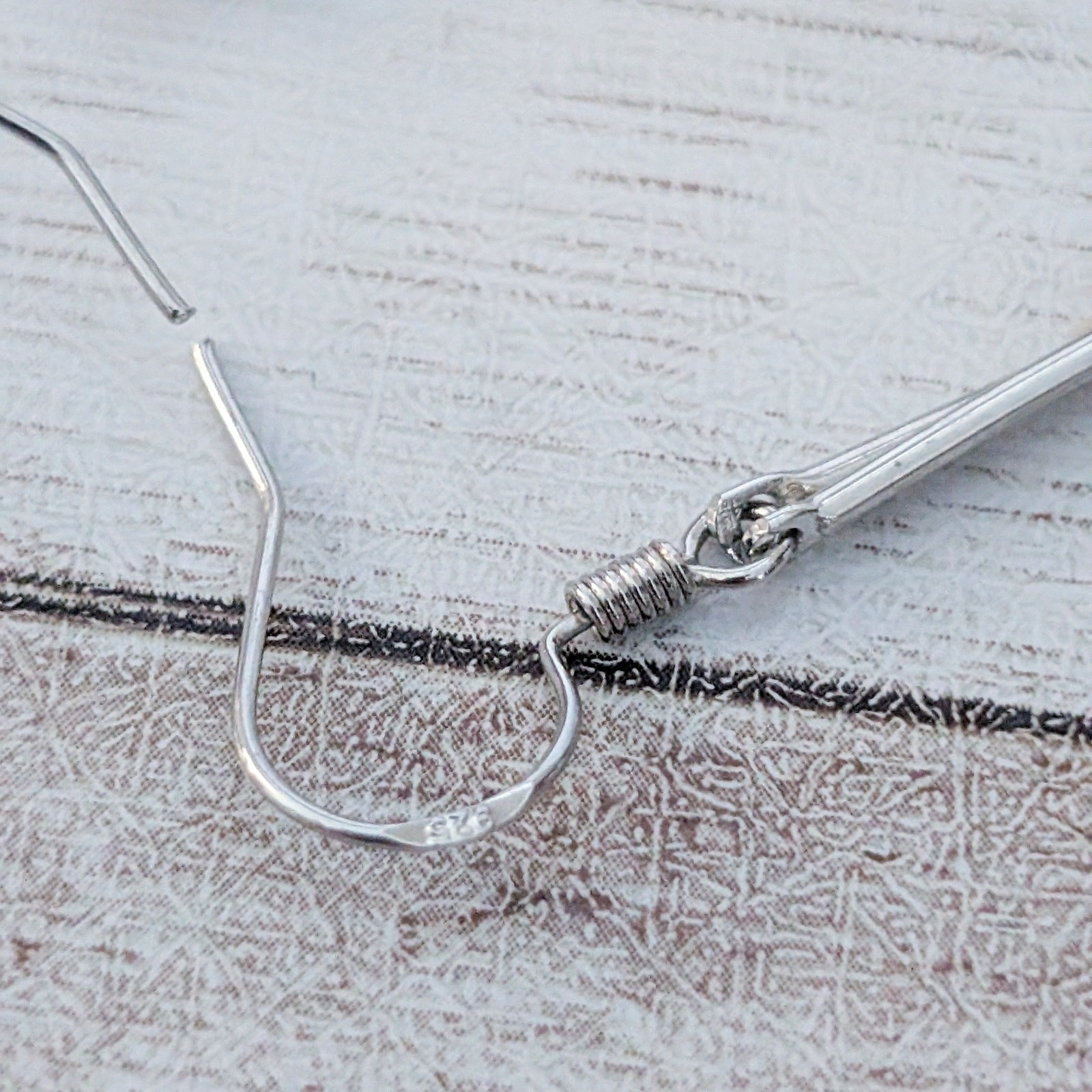 Vintage Dangle Earrings Faux Pearl & Leaf Long Dangle for Pierced Ears 925 Hooks