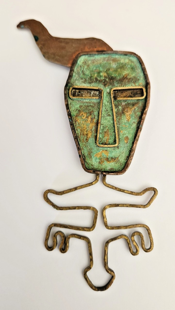 KEN BELDIN Mexico 1958 Modern Primitive Copper Pendant / Pin rare.