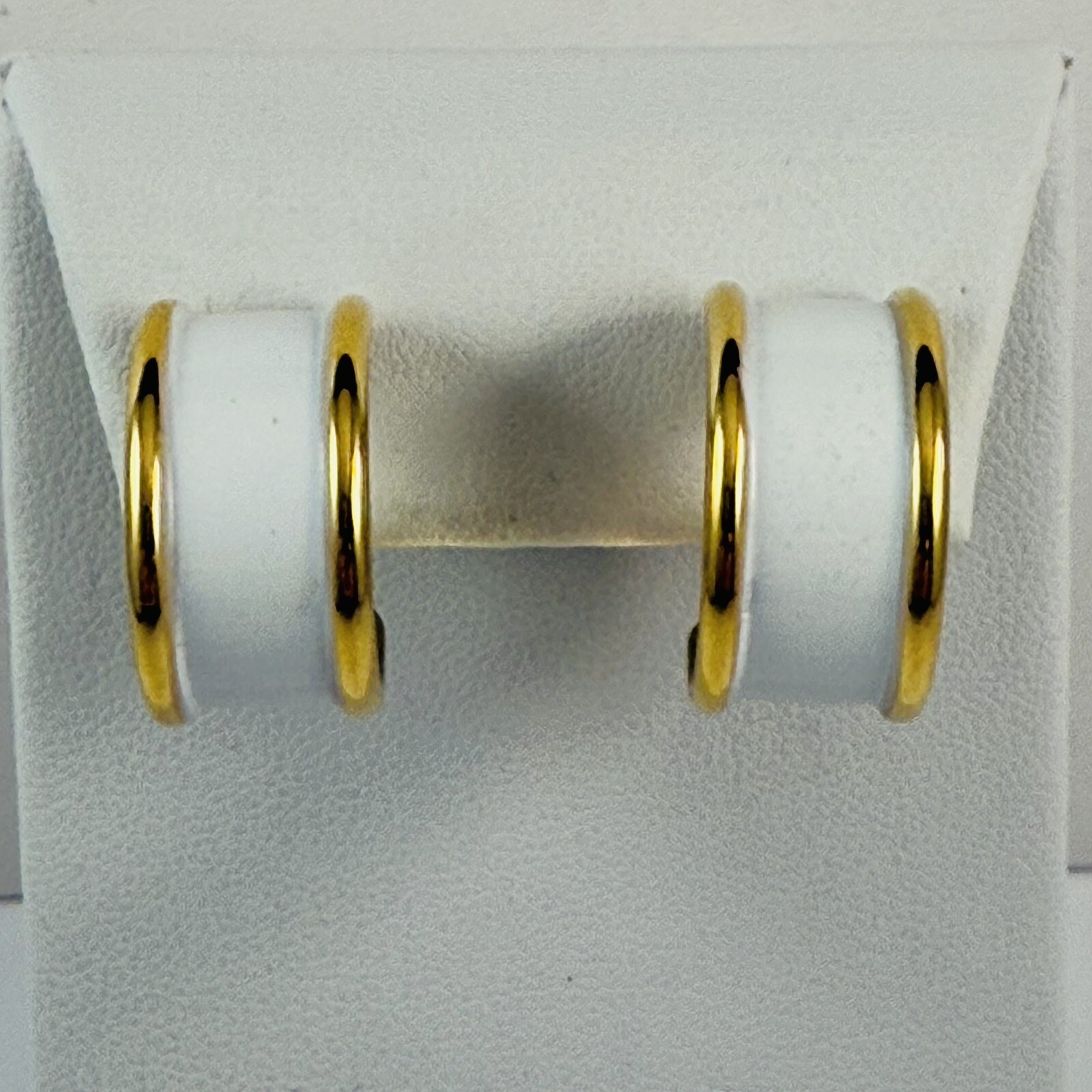 Vintage Two Pair of NAPIER Signed White Adjustable Clip on Earrings Gold Tone