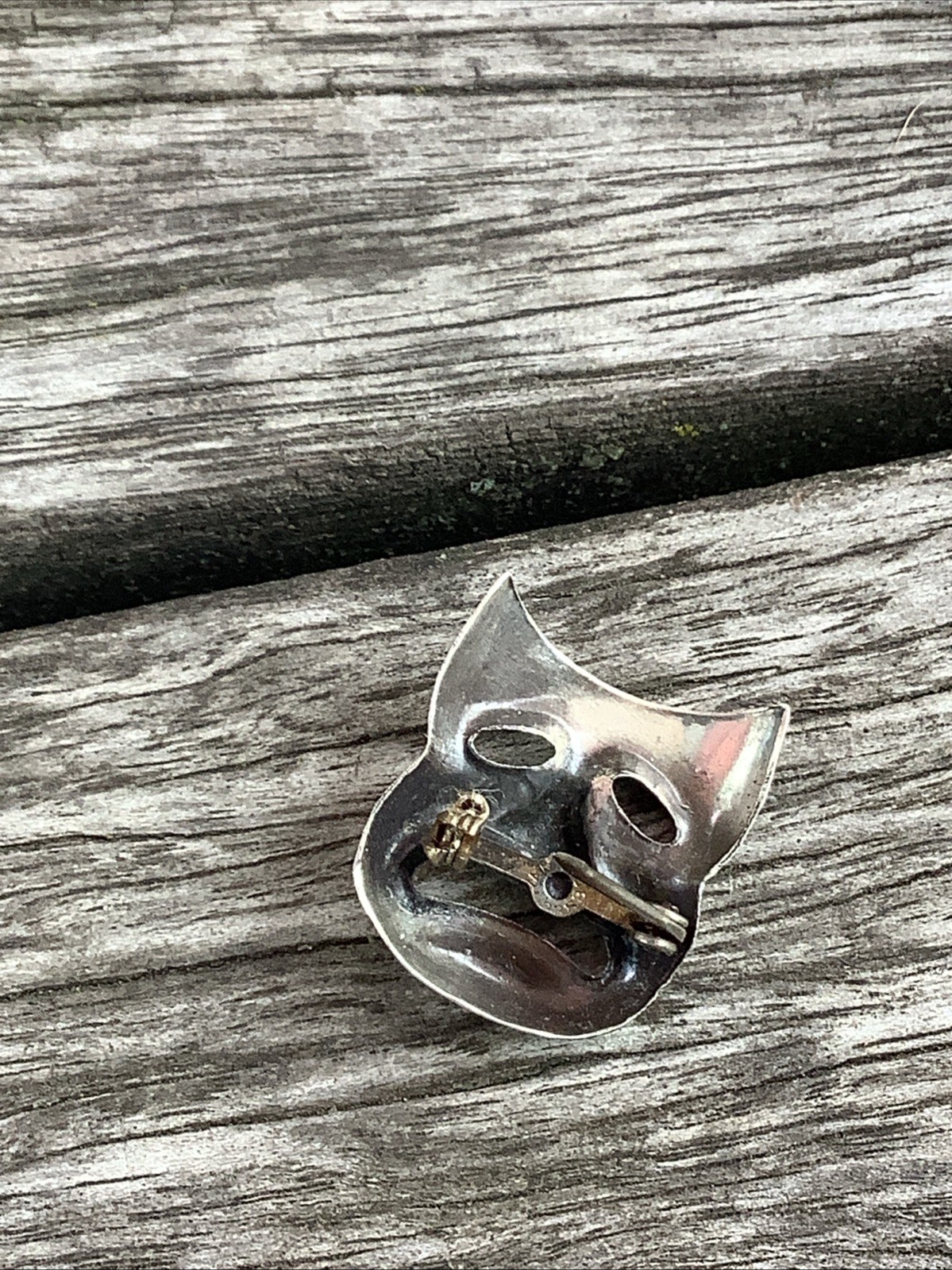 Vintage Mini Silver Mask Whimsical Pin Brooch