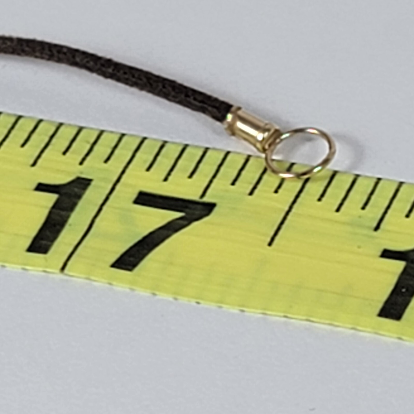 Vintage 14K Gold Millefiori Bead Charm Leather Cord Necklace 17.5 in Spring Ring
