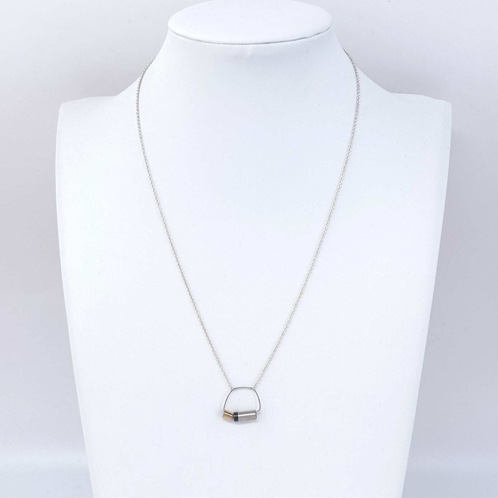Estate Sterling Silver 925 Mixed Metal Pendant Necklace | 16″