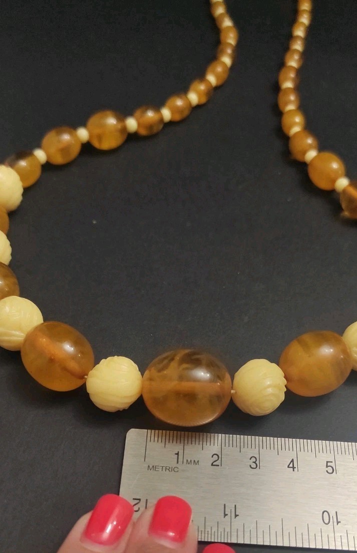 Antique Vintage Amber Bakelite Beads Necklace 64 grams