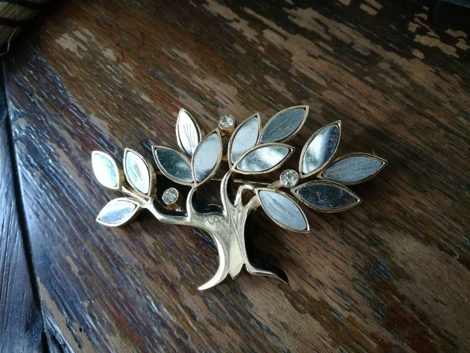 Vintage Orena Paris Tree of Life Gold Tone Brooch Pin Trombone clasp