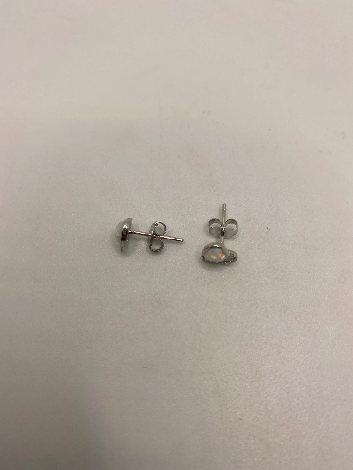 Vintage Opal Earrings 925 Sterling Silver Stud Button simple every day minimal