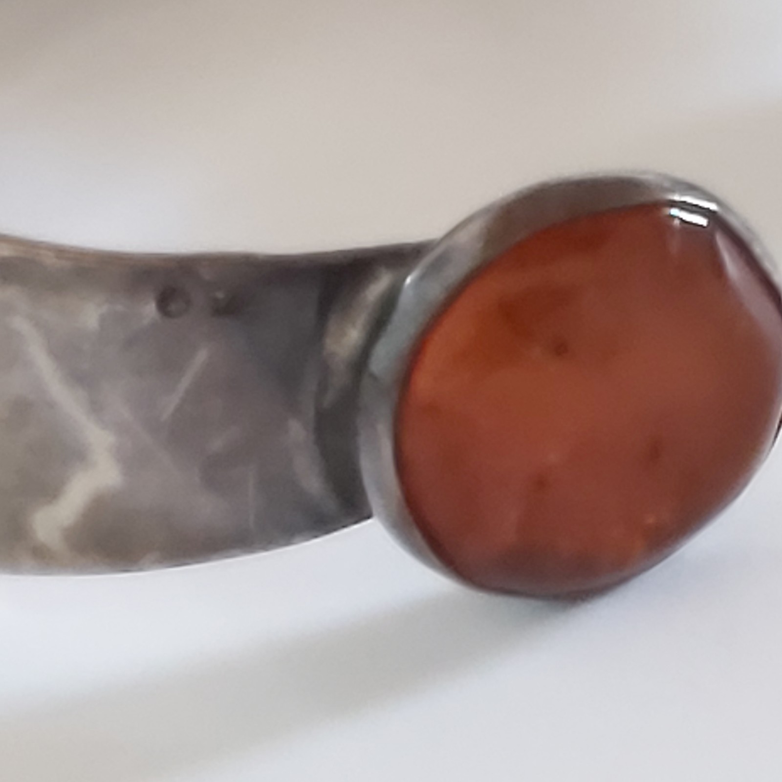 Antique Art Deco Sterling Silver Cuff Bracelet Original Design 3 Amber Inserts